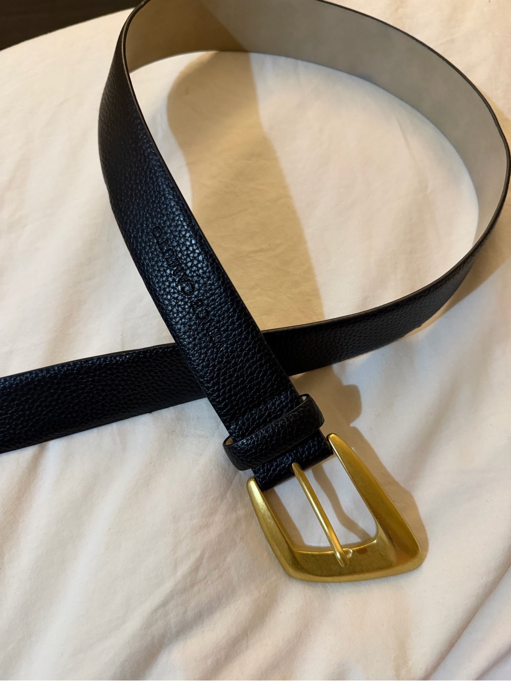 Women’s Black Leather Belt with Brass Buckle